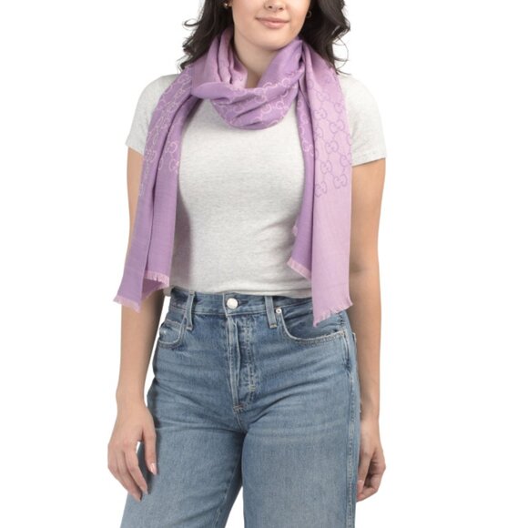 GUCCI Pink Made In Italy Wool And Silk Blend Luxury Scarf - Picture 1 of 2